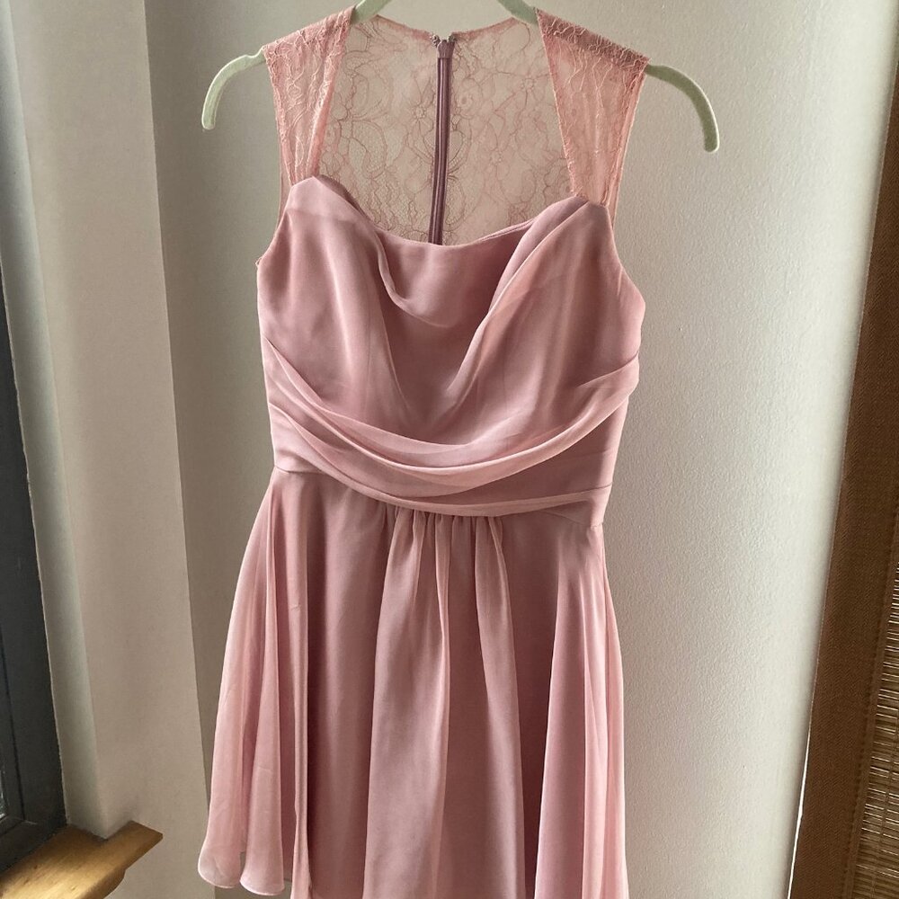 Chiffon Cocktail Dress w/ Lace Detail